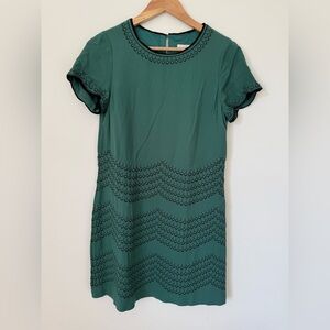 Boden Emerald Green Embroidered Short Sleeve Mini Dress
